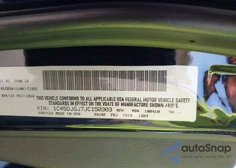 2019 Dodge Durango Srt Awd z USA, uszkodzony, nr VIN 1C4SDJGJ7KC683804